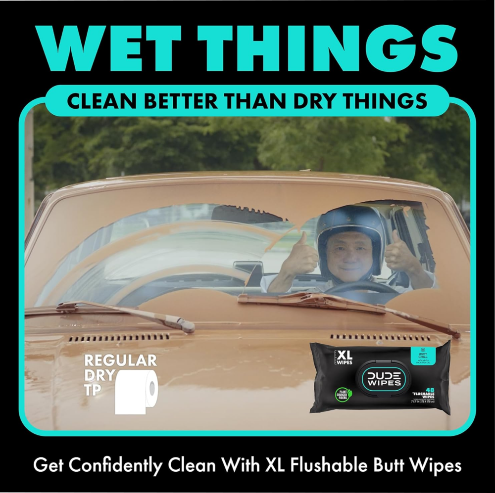 DUDE Wipes Flushable Wipes 3 Pack (144 Wipes) - Image 2