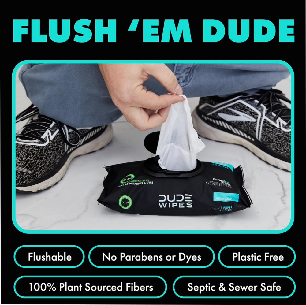 DUDE Wipes Flushable Wipes 3 Pack (144 Wipes) - Image 5