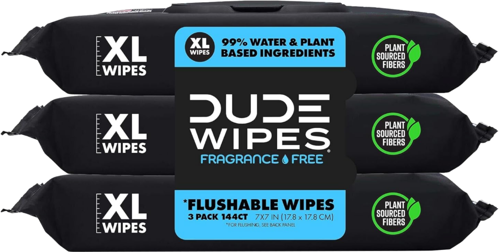 DUDE Wipes - Flushable Wipes 3 Pack (144 Wipes)